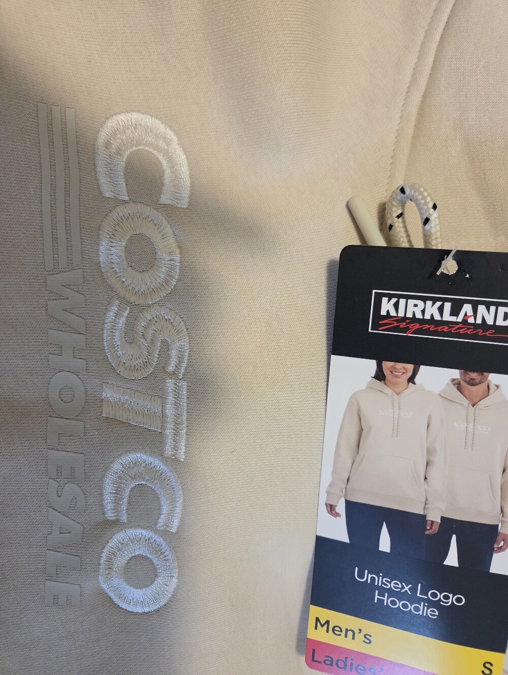Kirkland Signature Beige COSTCO Wholesale Hoodie Mens S/Womens M